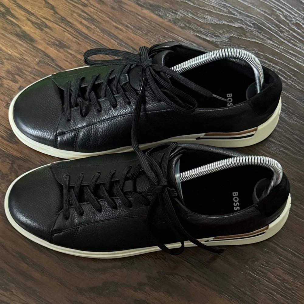 BOSS Men's Low Profile Leather Lace Up Sneaker